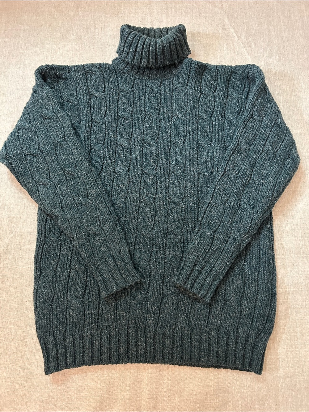 Vintage Ralph Lauren Country Cable-Knit Turtleneck Wool Sweater Fisherman Size S